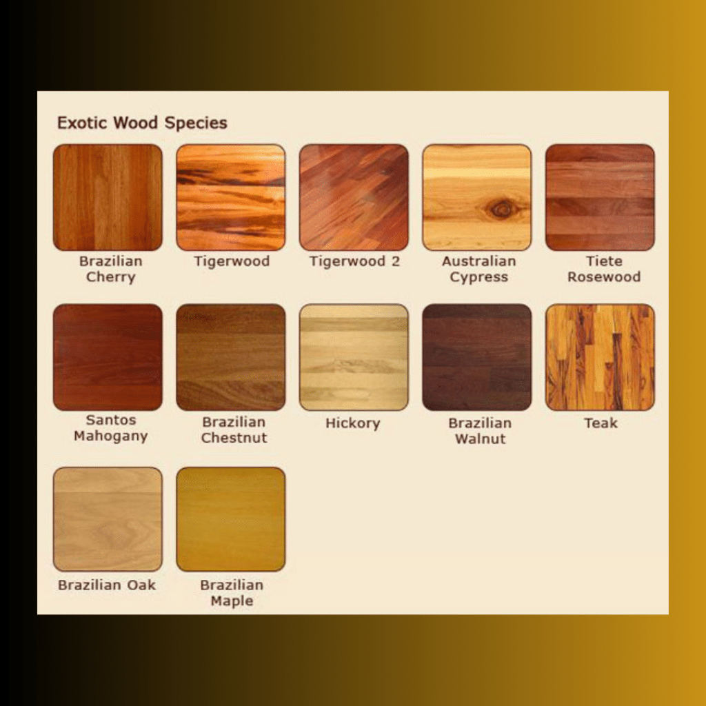different types of exotic woods